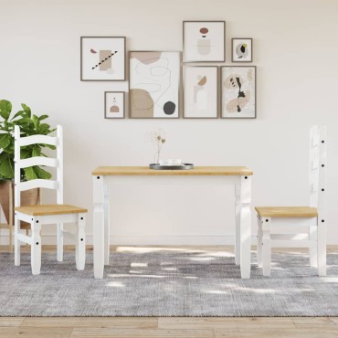 vidaXL Τραπεζαρία Corona Λευκό 112x60x75cm από Μασίφ Ξύλο Πεύκου 1 τεμ.