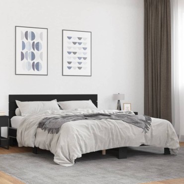 vidaXL Πλαίσιο Κρεβατιού Μαύρο 160x200 εκ. Επεξ. Ξύλο & Μέταλλο