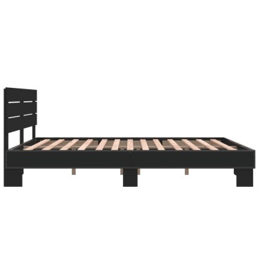 vidaXL Πλαίσιο Κρεβατιού Μαύρο 160x200 εκ. Επεξ. Ξύλο & Μέταλλο