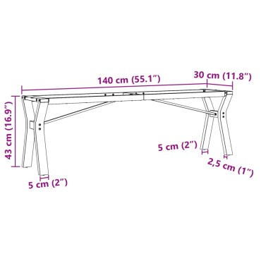 vidaXL Πόδια Τραπεζιού Σαλονιού σε Σχήμα «Y» 140x30x43cm Ατσάλι 1 τεμ.