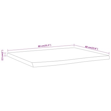 vidaXL Επιφάνεια Τραπεζιού Ορθογώνια 80x60x2,5cm Μασίφ Ξύλο Ακακίας 1 τεμ.