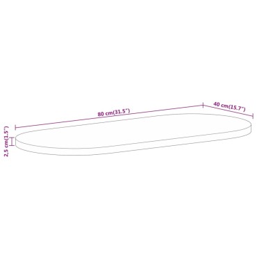 vidaXL Επιφάνεια Τραπεζιού Οβάλ 80x40x2,5cm Μασίφ Ξύλο Μάνγκο 1 τεμ.