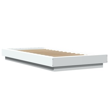 vidaXL Πλαίσιο Κρεβατιού με Φώτα LED Λευκό 100 x 200 εκ. Επεξεργ. Ξύλο