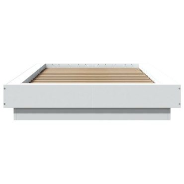 vidaXL Πλαίσιο Κρεβατιού με Φώτα LED Λευκό 100 x 200 εκ. Επεξεργ. Ξύλο