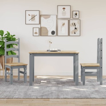 vidaXL Τραπεζαρία Panama Γκρι 117x60x75cm από Μασίφ Ξύλο Πεύκου 1 τεμ.