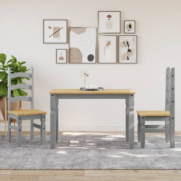 vidaXL Τραπεζαρία Corona Γκρι 112x60x75cm από Μασίφ Ξύλο Πεύκου 1 τεμ.