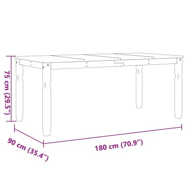 vidaXL Τραπεζαρία Corona Λευκό 180x90x75cm από Μασίφ Ξύλο Πεύκου 1 τεμ.