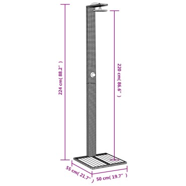 vidaXL Ντους Εξ. Χώρου Μπεζ 50x55x224 εκ. Συνθετικό Ρατάν/Ξύλο Ακακίας