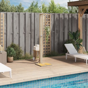 vidaXL Ντους Εξ. Χώρου Μπεζ 50x55x224 εκ. Συνθετικό Ρατάν/Ξύλο Ακακίας