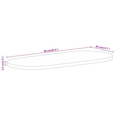 vidaXL Επιφάνεια Τραπεζιού Οβάλ 90x40x2,5cm Μασίφ Ξύλο Μάνγκο 1 τεμ.