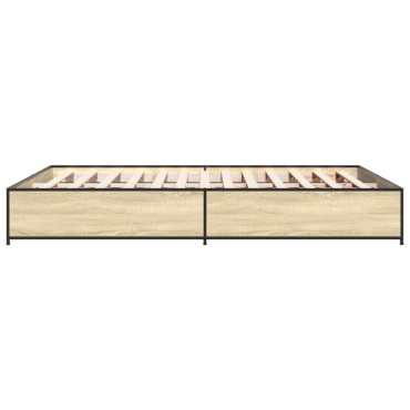 vidaXL Πλαίσιο Κρεβατιού Sonoma Δρυς 140x200 εκ. Επεξ. Ξύλο & Μέταλλο