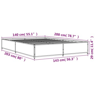 vidaXL Πλαίσιο Κρεβατιού Sonoma Δρυς 140x200 εκ. Επεξ. Ξύλο & Μέταλλο
