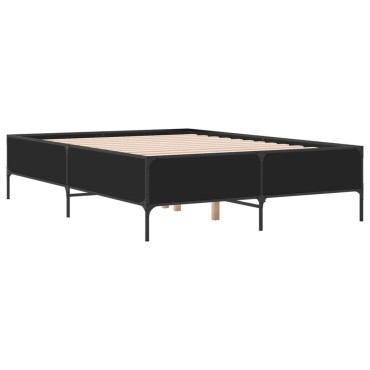 vidaXL Πλαίσιο Κρεβατιού Μαύρο 160 x 200 εκ. Επεξ. Ξύλο & Μέταλλο