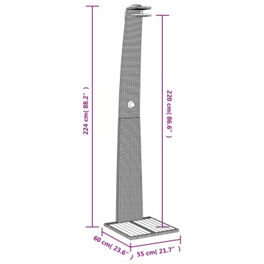 vidaXL Ντους Εξ. Χώρου Μπεζ 55x60x224 εκ. Συνθετικό Ρατάν/Ξύλο Ακακίας