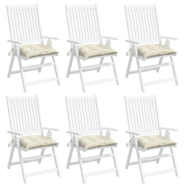 vidaXL Μαξιλάρια Καρέκλας Κήπου 6 τεμ. Λευκά 40x40x7cm Υφασμάτινα