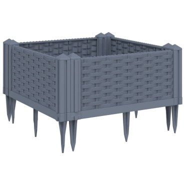 vidaXL Ζαρντινιέρα με Πασσάλους Μπλε Γκρι 42,5x42,5x28,5 εκ. Πολυπροπυλένιο