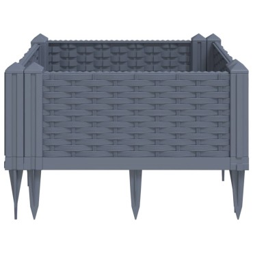 vidaXL Ζαρντινιέρα με Πασσάλους Μπλε Γκρι 42,5x42,5x28,5 εκ. Πολυπροπυλένιο