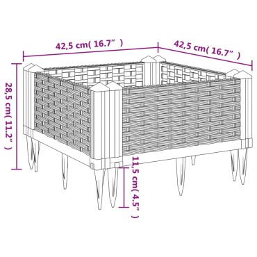 vidaXL Ζαρντινιέρα με Πασσάλους Μπλε Γκρι 42,5x42,5x28,5 εκ. Πολυπροπυλένιο