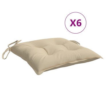 vidaXL Μαξιλάρια Καρέκλας Κήπου 6 τεμ. Μπεζ 40x40x7cm Υφασμάτινα