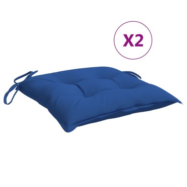 vidaXL Μαξιλάρια Καρέκλας Κήπου 2 τεμ. Μπλε 40x40x7cm Υφασμάτινα