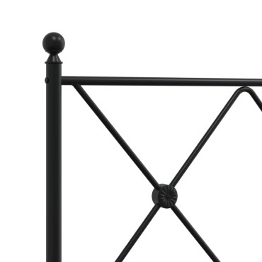 vidaXL Πλαίσιο Κρεβατιού με Κεφαλάρι Μαύρο 193 x 203 εκ. Μεταλλικό