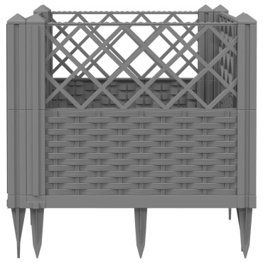vidaXL Ζαρντινιέρα με Πασσάλους Αν.Γκρι43,5x43,5x43,5εκ Πολυπροπυλένιο
