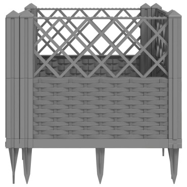 vidaXL Ζαρντινιέρα με Πασσάλους Αν.Γκρι43,5x43,5x43,5εκ Πολυπροπυλένιο