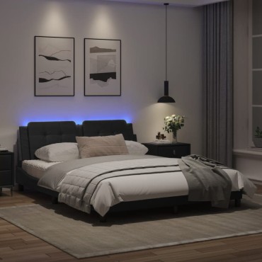 vidaXL Πλαίσιο Κρεβατιού με LED Μαύρο 160x200εκ. Συνθετικό Δέρμα
