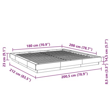 vidaXL Πλαίσιο Κρεβατιού Γκρι Sonoma 180x200 εκ. Επεξεργασμένο Ξύλο