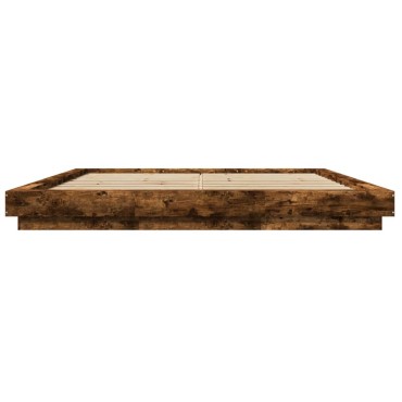vidaXL Πλαίσιο Κρεβατιού Καπνιστή Δρυς 200x200cm Επεξεργασμένο Ξύλο 1 τεμ. - Διπλό