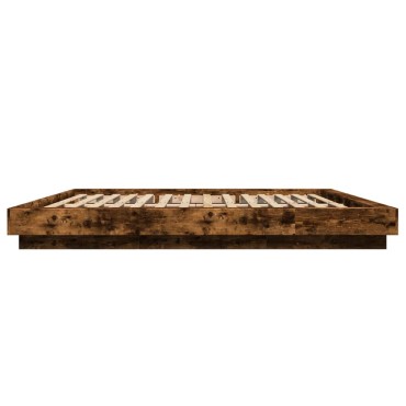 vidaXL Πλαίσιο Κρεβατιού Καπνιστή Δρυς 200x200cm Επεξεργασμένο Ξύλο 1 τεμ. - Διπλό