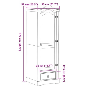 vidaXL Ντουλάπα Corona 55x52x170cm από Μασίφ Ξύλο Πεύκου 1 τεμ.