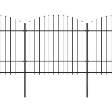 vidaXL Κάγκελα Περίφραξης με Λόγχες Μαύρα (1,5-1,75) x 8,5 μ. Ατσάλινα