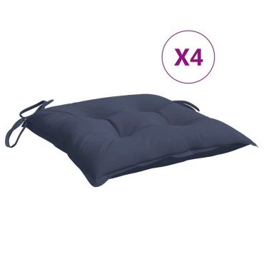 vidaXL Μαξιλάρια Καρέκλας 4 τεμ. Ναυτικό Μπλε 40x40x7cm Υφασμάτινα