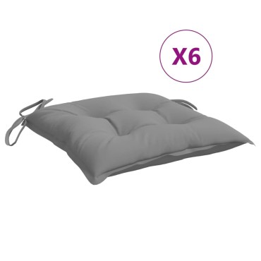 vidaXL Μαξιλάρια Καρέκλας Κήπου 6 τεμ. Γκρι 40x40x7cm Υφασμάτινα