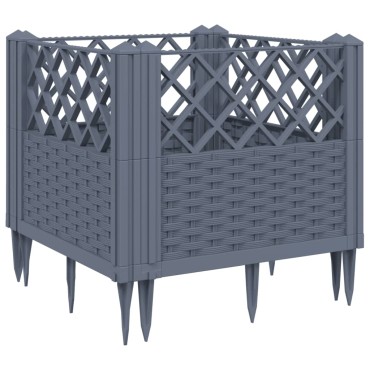 vidaXL Ζαρντινιέρα με Πασσάλους Μπλε Γκρι 43,5x43,5x43,5 εκ. Πολυπροπυλένιο