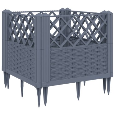 vidaXL Ζαρντινιέρα με Πασσάλους Γκρι 43,5x43,5x43,5 εκ. Πολυπροπυλένιο