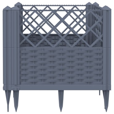 vidaXL Ζαρντινιέρα με Πασσάλους Μπλε Γκρι 43,5x43,5x43,5 εκ. Πολυπροπυλένιο