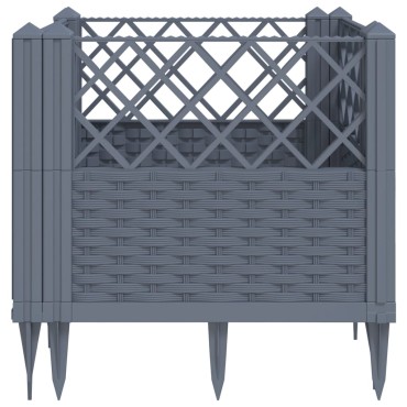 vidaXL Ζαρντινιέρα με Πασσάλους Μπλε Γκρι 43,5x43,5x43,5 εκ. Πολυπροπυλένιο