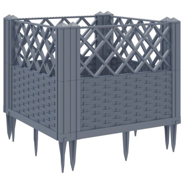 vidaXL Ζαρντινιέρα με Πασσάλους Μπλε Γκρι 43,5x43,5x43,5 εκ. Πολυπροπυλένιο