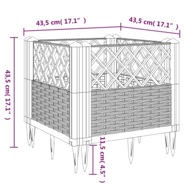 vidaXL Ζαρντινιέρα με Πασσάλους Μπλε Γκρι 43,5x43,5x43,5 εκ. Πολυπροπυλένιο