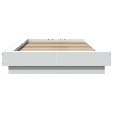 vidaXL Πλαίσιο Κρεβατιού με LED Λευκό 90 x 190 εκ. από Επεξ. Ξύλο