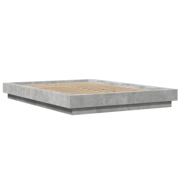 vidaXL Πλαίσιο Κρεβατιού Γκρι Σκυροδέματος 120x190 εκ. Επεξεργ. Ξύλο