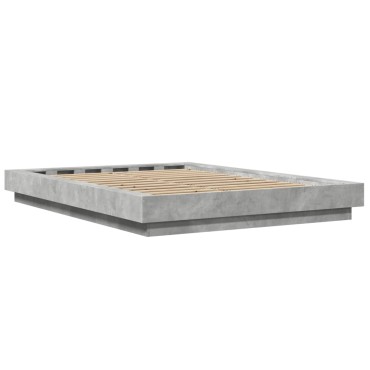 vidaXL Πλαίσιο Κρεβατιού Γκρι Σκυροδέματος 120x190 εκ. Επεξεργ. Ξύλο