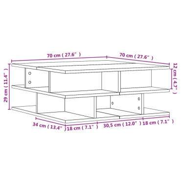 vidaXL Τραπεζάκι Σαλονιού Λευκό 70x70x29cm Επεξεργασμένο Ξύλο 1 τεμ.