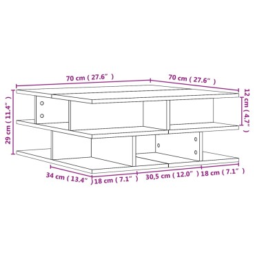 vidaXL Τραπεζάκι Σαλονιού Sonoma Δρυς 70x70x29cm Επεξεργασμένο Ξύλο 1 τεμ.