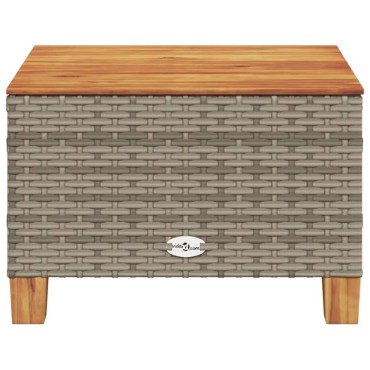 vidaXL Τραπέζι Κήπου Γκρι 55x55x36cm Συνθετικό Ρατάν/Ξύλο Ακακίας 1 τεμ.