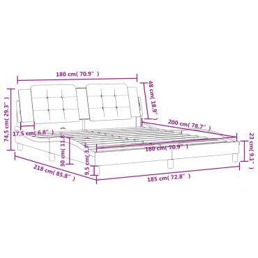 vidaXL Πλαίσιο Κρεβατιού με Κεφαλάρι Μαύρο 180x200 εκ. Συνθετικό Δέρμα