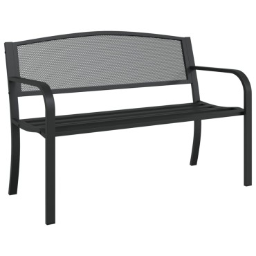 vidaXL Παγκάκι Κήπου Μαύρο Ατσάλινο 119x52x82cm 1 τεμ.