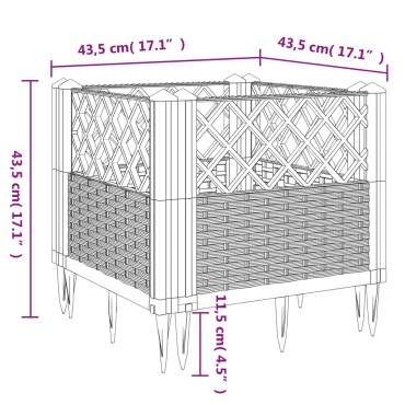 vidaXL Ζαρντινιέρα με Πασσάλους Μαύρη 43,5x43,5x43,5εκ. Πολυπροπυλένιο
